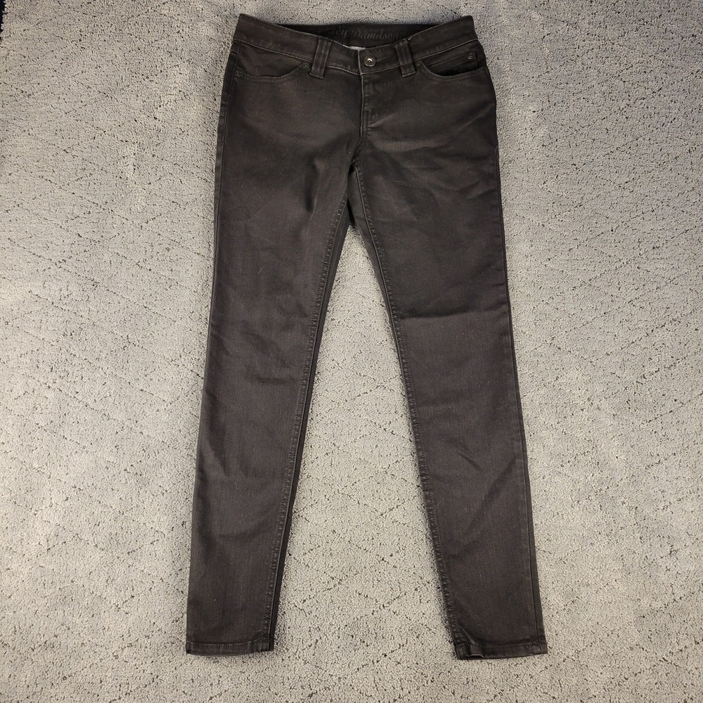 Harley Davidson Jeans Womens 6 Black Ankle Skinny Dark Wash Low Rise Biker